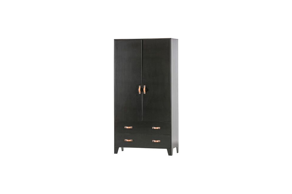 L\'armoire en bois noir Dian, est une garde-robe contemporaine, basique et un peu dure