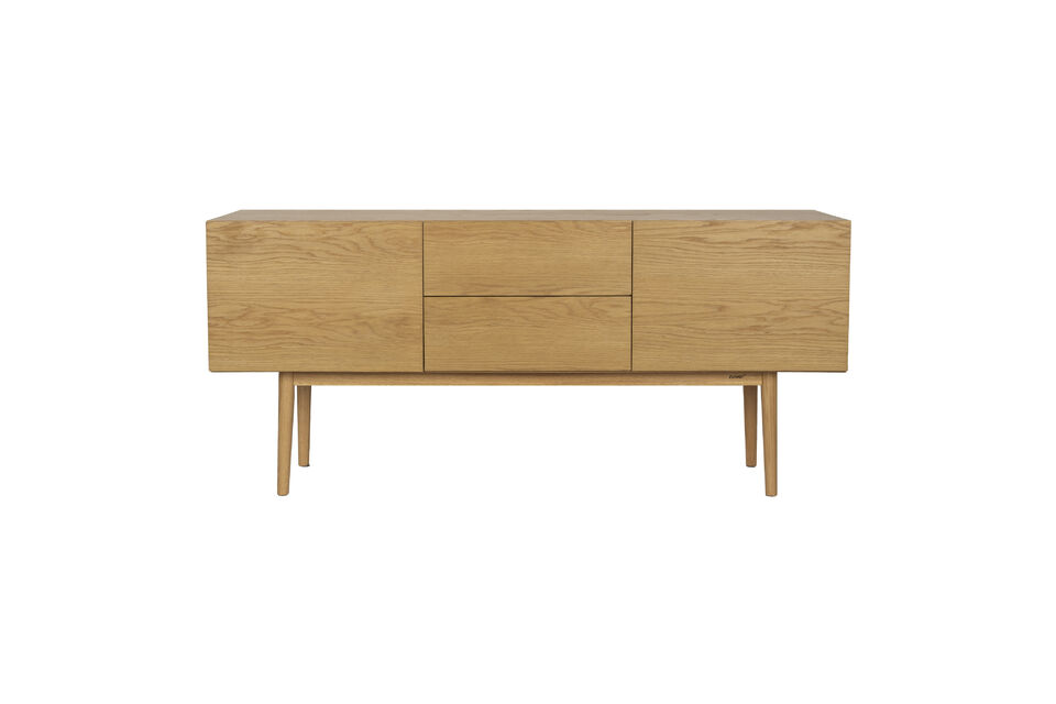 Armoire haute en bois de chêne 2 portes 2 tiroirs Zuiver