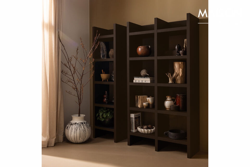 Armoire ouverte au design épuré Fabriquée en MDF avec une finition brun foncé Possibilités