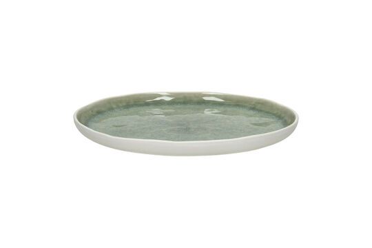 Assiette à dessert en porcelaine blanc et vert pâle Spiro