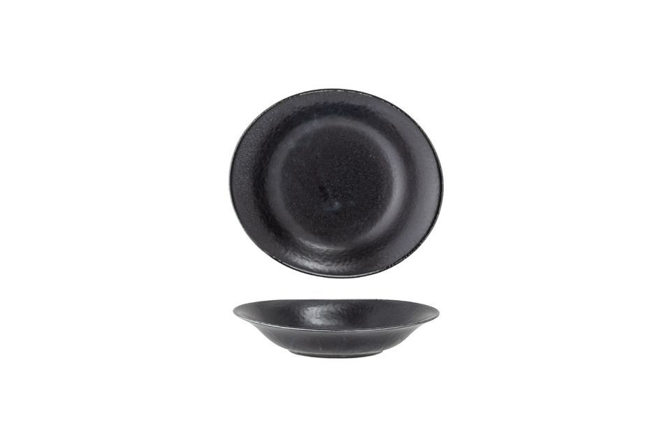 Assiette creuse noire en porcelaine Yoko Bloomingville