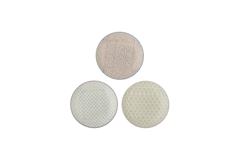 Assiettes lot de 3 en grès multicolore Patrizia Bloomingville