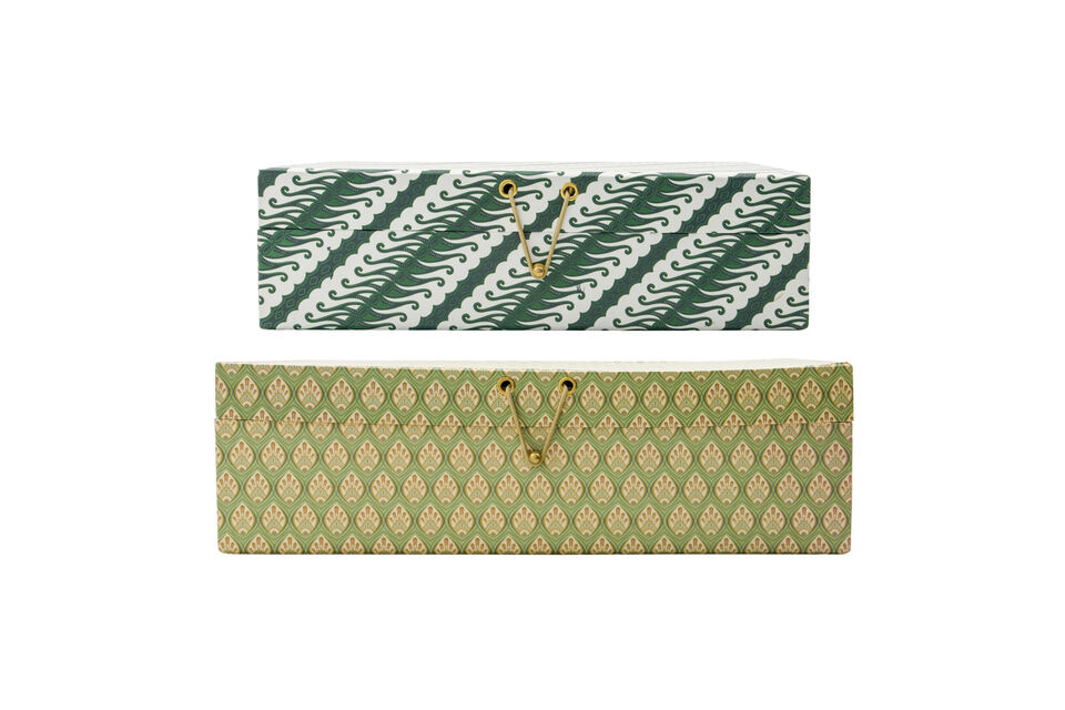 Aufbewahrungsboxen (2er-Set) aus Karton Khaki und Grün HDKeep House Doctor
