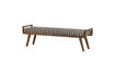 Miniature Banc 157 cm bois brun et tissu rayé noir/blanc Valo 1