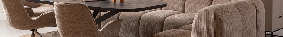 Mise en avant matière Banc à manger avec dossier 164 cm Tissu côtelé Sable foncé MOJO