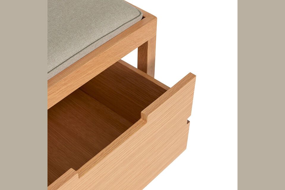 Banc avec rangement en bois et tissu gris Bifi - 5