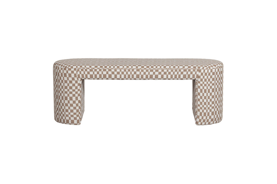L\'ensemble du banc est revêtu du tissu unique Chess, qui confère au design une allure conviviale