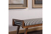 Miniatura Banco 157 cm madera marrón y tela a rayas negro/blanco Valo 3
