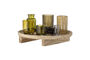 Miniatura Bandeja con portavelas Ø32x15 cm de vidrio y madera natural Sanga Clipped