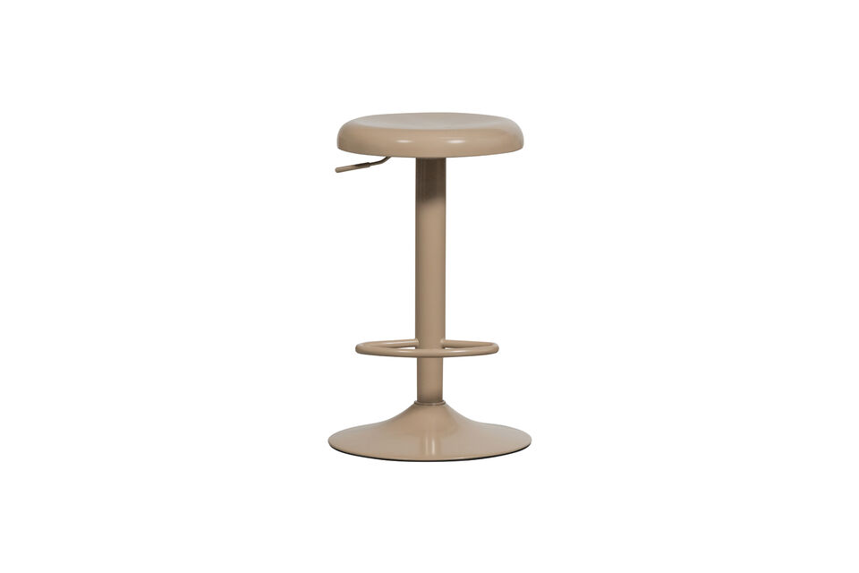 The bar stool is made of metal