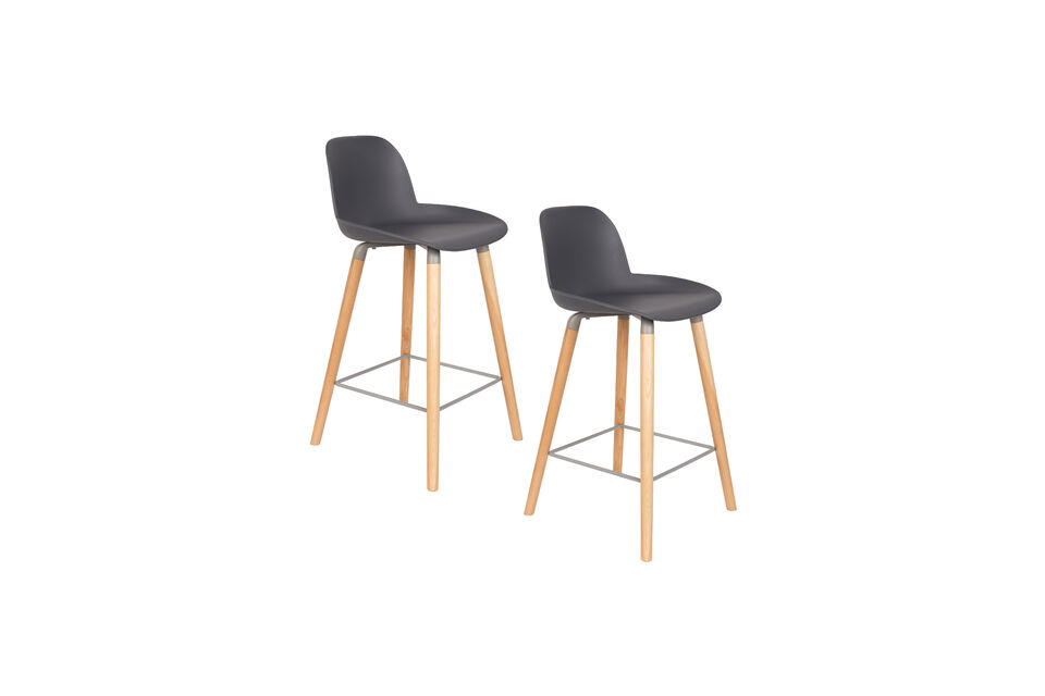 Barkruk 65 cm donkergrijs en hout Albert Kuip - 7