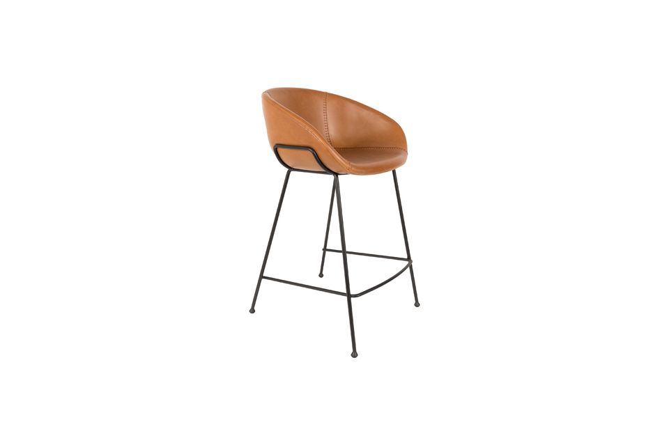 Barkruk 65 cm van bruin PU-leer Feston - 7