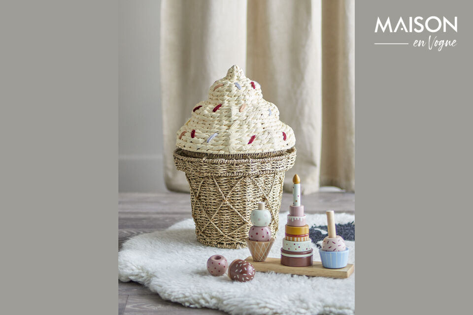 Basket with Lid D28xH41 cm in Nature Seagrass Cillie - 3