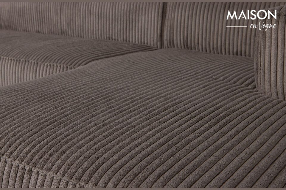 Bean Brown Ribbed Corner Sofa Woood