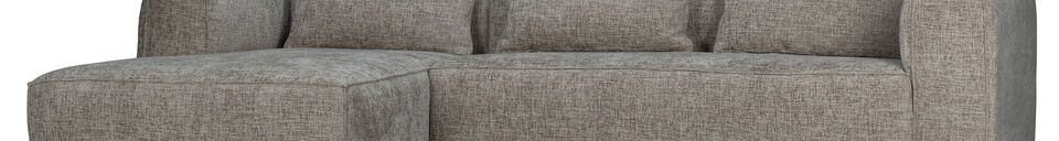 Material Details Bean left corner sofa in light grey fabric