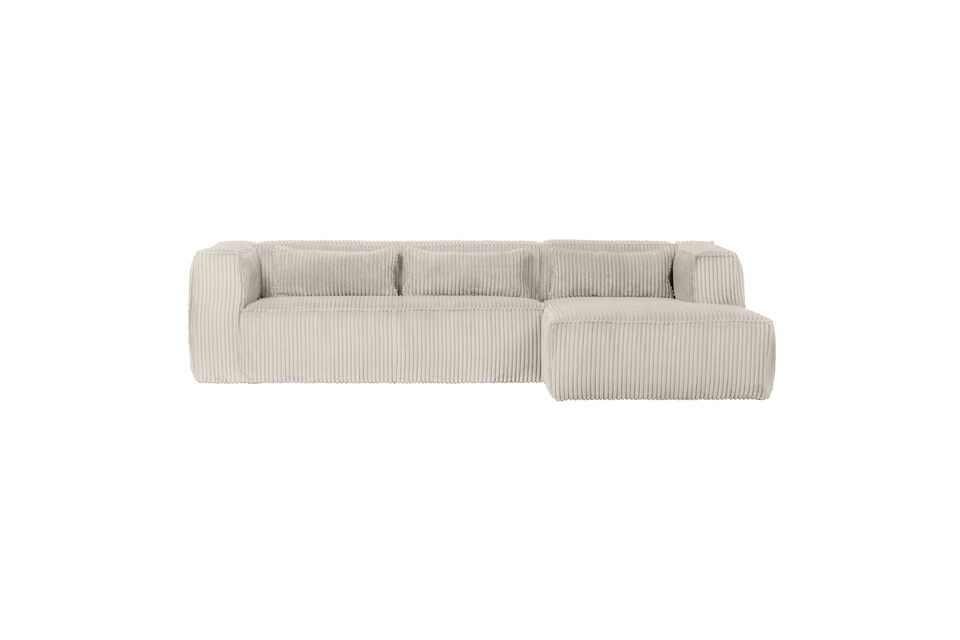 Bean light grey ribbed corner sofa Woood