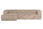 Miniature Beige Bean Ribbed Left Corner Sofa Clipped