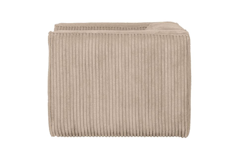 It is upholstered in a thick ribbed polyester fabric with a soft feel