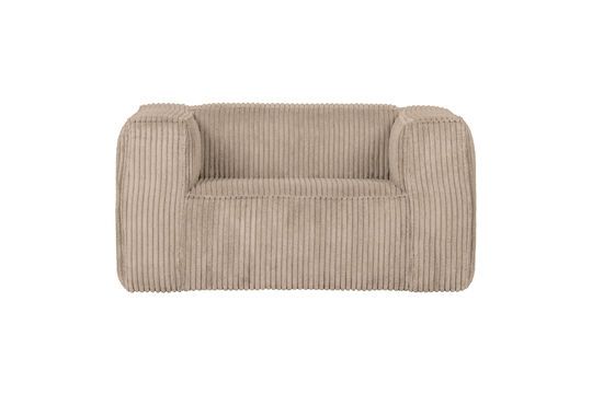 Beige Bean ribcord armchair Clipped