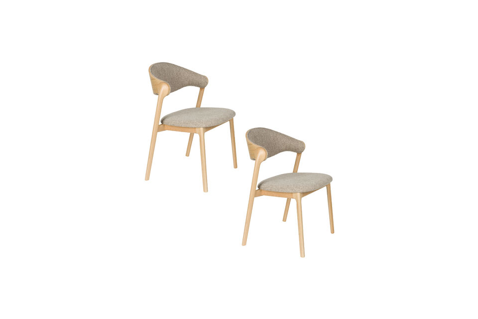 The natural look of the wood contrasts beautifully with the light fabric of the seat and backrest