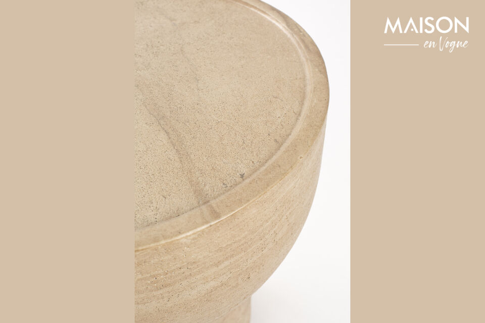 Beige concrete oval side table Noble - 19