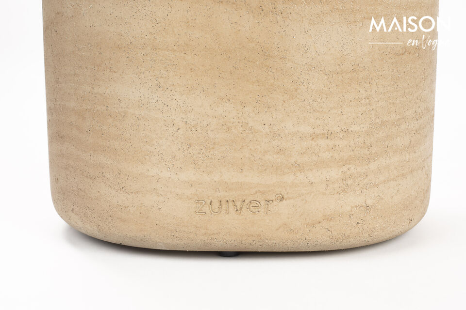 Beige concrete oval side table Noble - 16