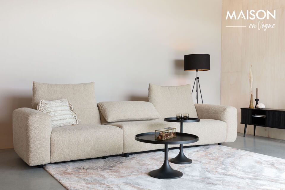 Covered in elegant beige fabric and crafted with a high-quality plastic frame