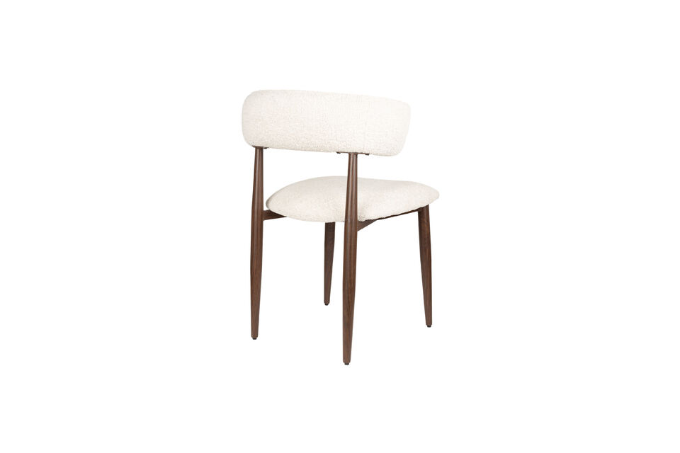 This chair features a sturdy iron frame with a beautiful walnut-coloured powder coating