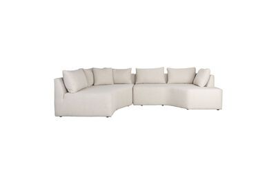 Beige fabric left corner 5-seater sofa Prosper