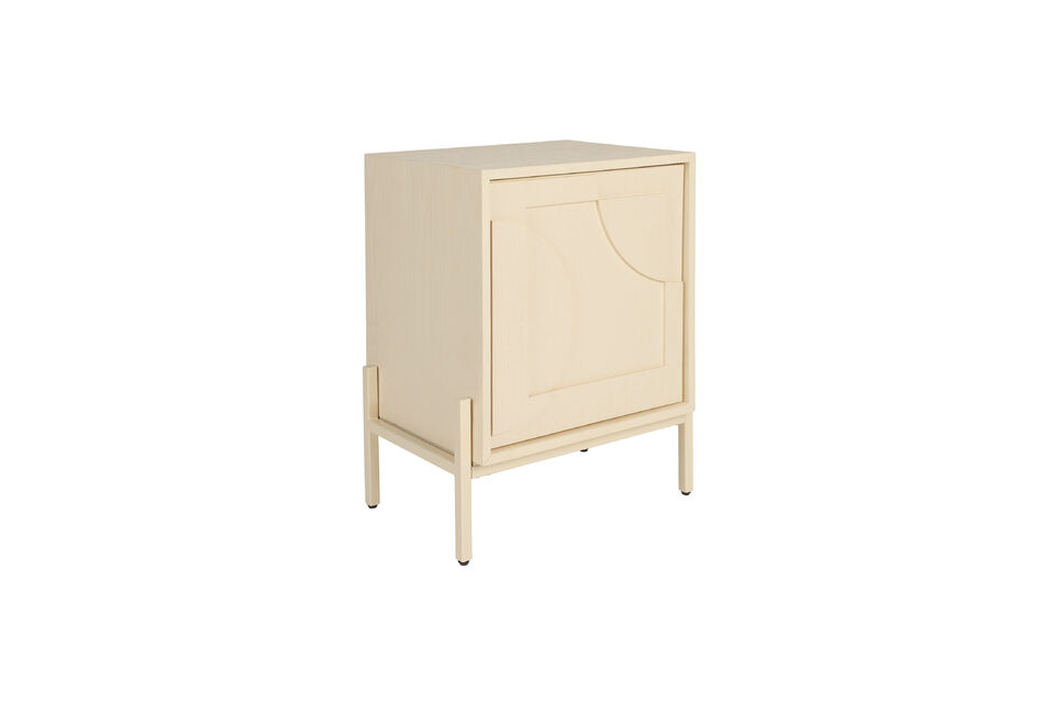 Beige houten bijzettafel Faces Zuiver
