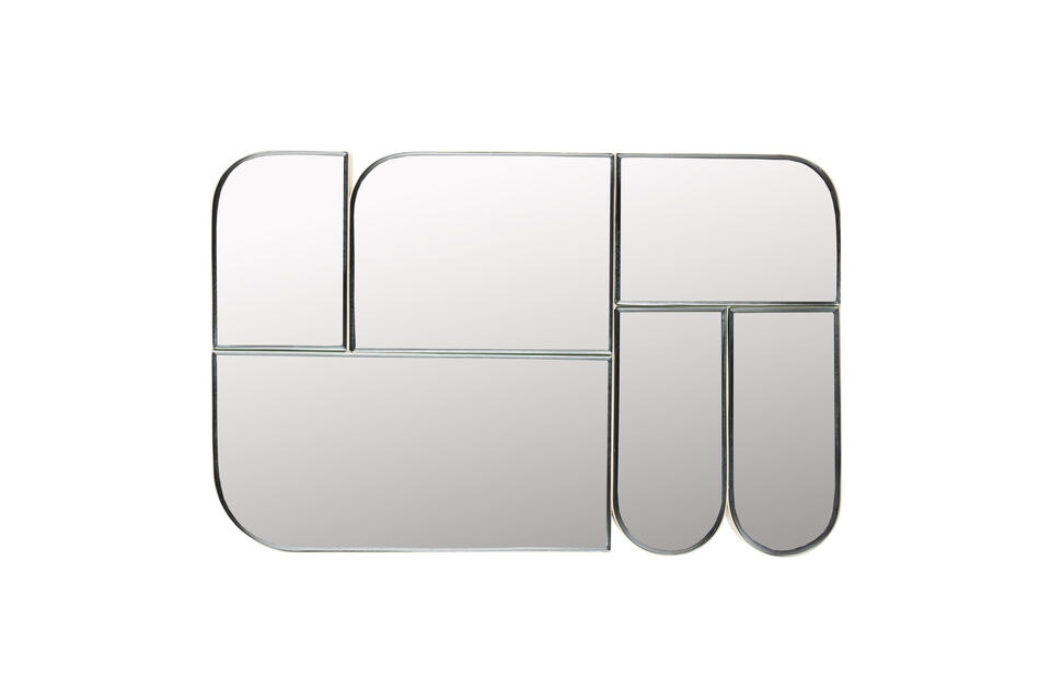 A metal frame frames the mirror