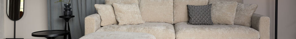 Benadrukte materialen Beige stoffen hocker Sense