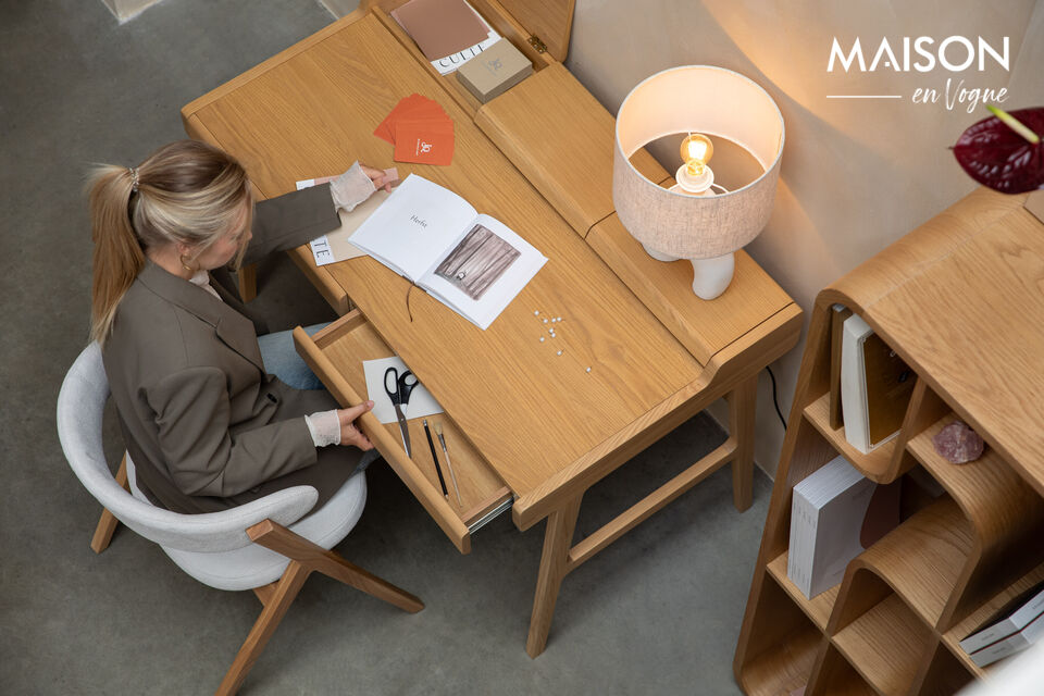 The slanted edges and warm wood colour add a touch of sophistication to any space