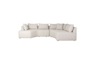 Beiges Ecksofa rechts 5-Sitzer aus Polyester Prosper