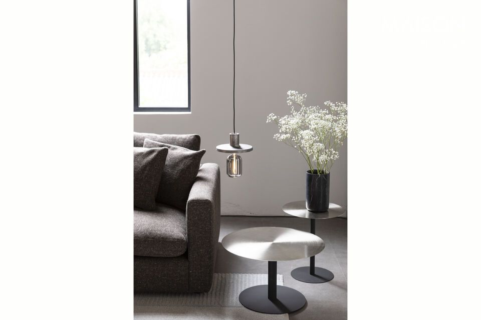 Beistelltisch aus silbernem Stahl Snow Brushed - 1