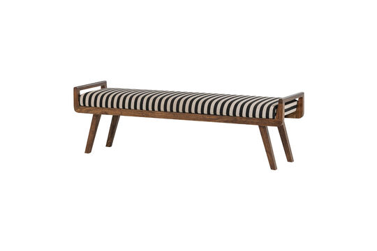 Bench 157 cm brown wood and black/white striped fabric Valo Clipped