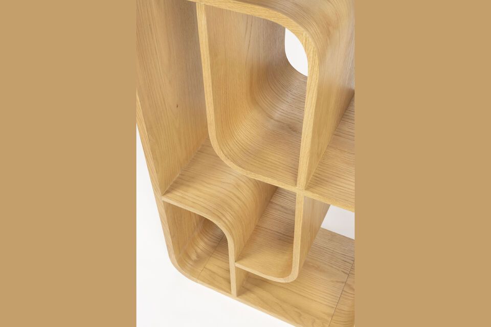 Bibliothèque en bois de chêne massif marron Seven - 8