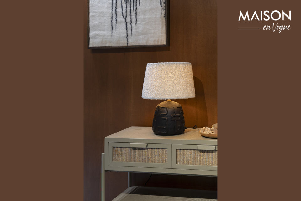 This cuddly material creates a soft look and also adds warmth to the light