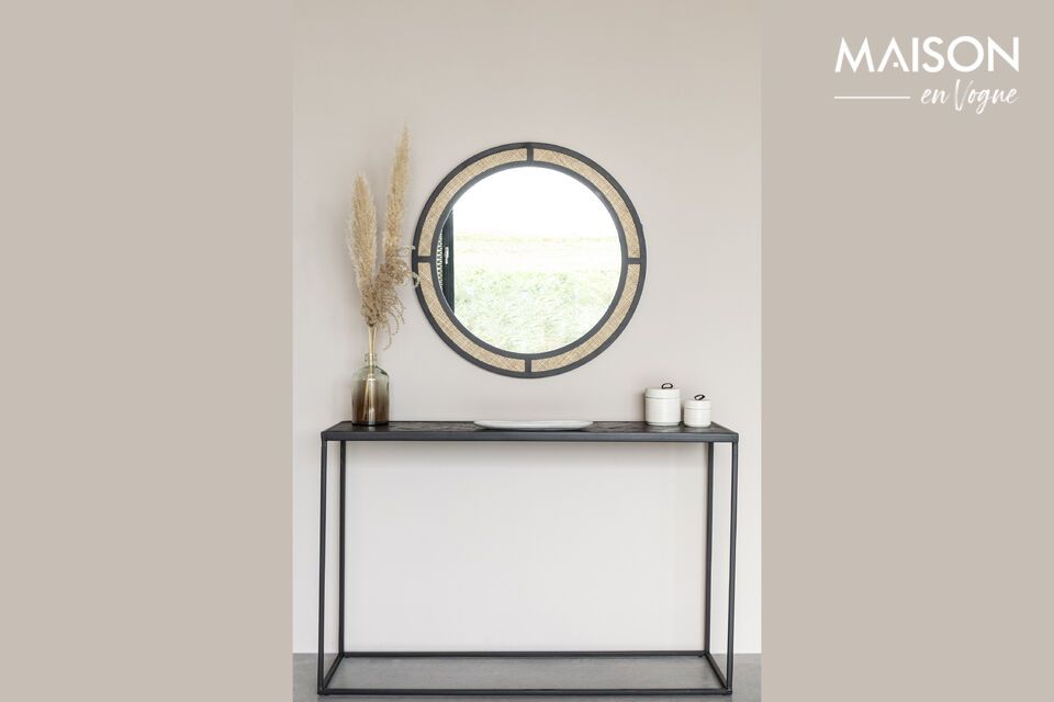 Discover the timeless elegance of the Aida Black Iron Mirror