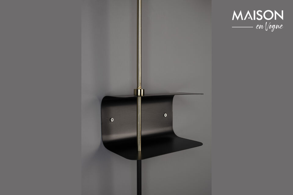 Wall lamp made of black metal and brass