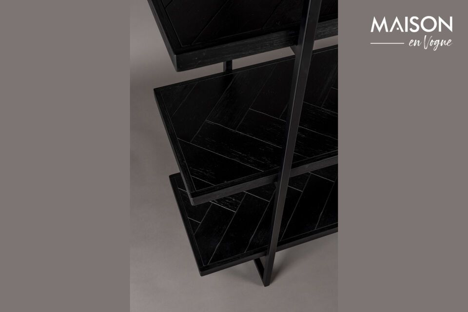  A functional black storage unit with a vintage touch