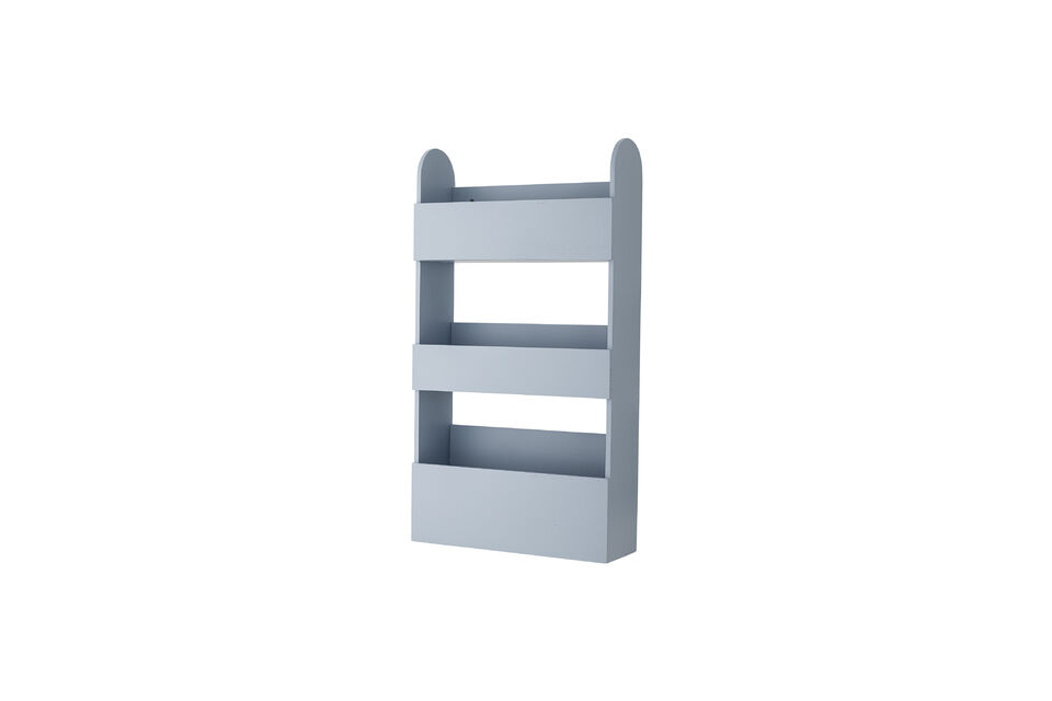 The Moris Shelf by Bloomingville MINI is a simple wall-mounted shelf in a muted light blue tone