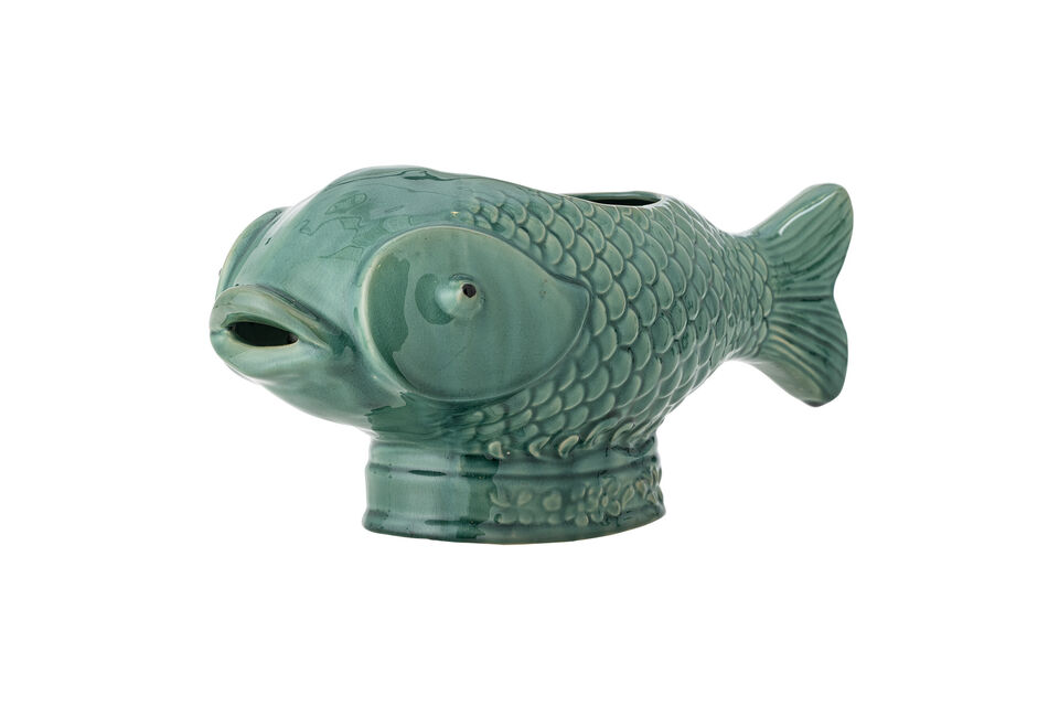 Blumentopf Fischform aus grünem Steingut Hiro - 5