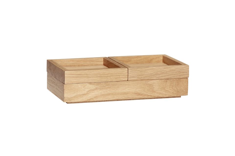 Boîte de rangement en bois beige Agrafe Hübsch