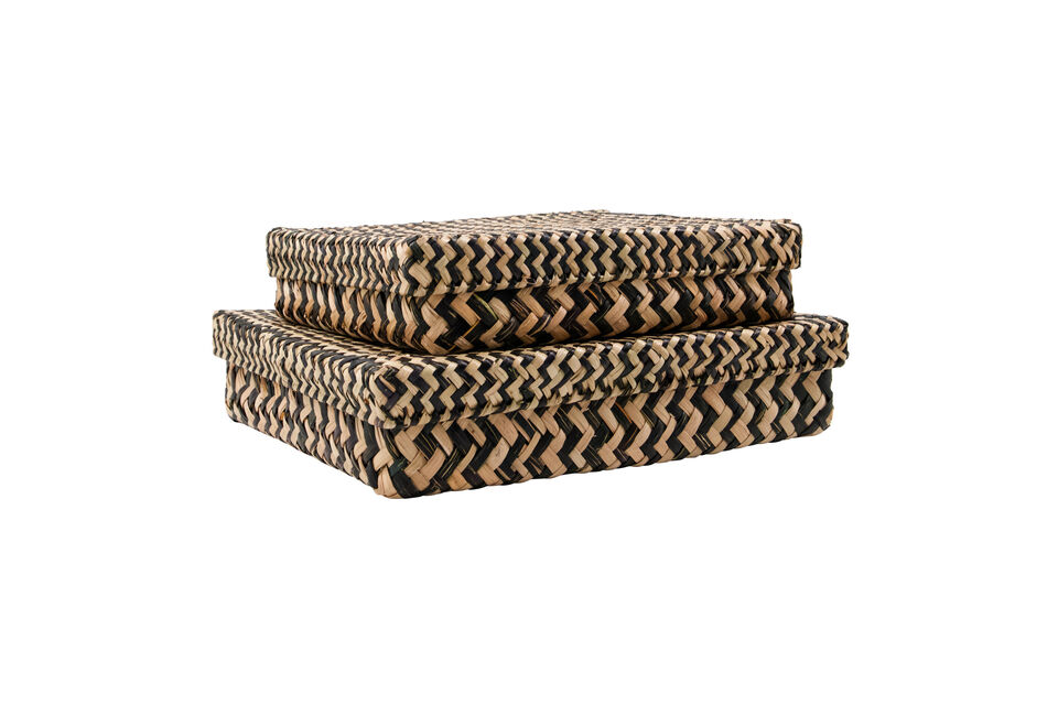 Boîtes de rangement Lot de 2 Jonc de mer Noir et Naturel Ollie House Doctor