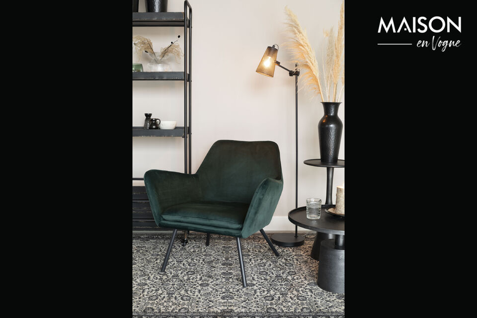 Bon Lounge armchair in green velvet - 9