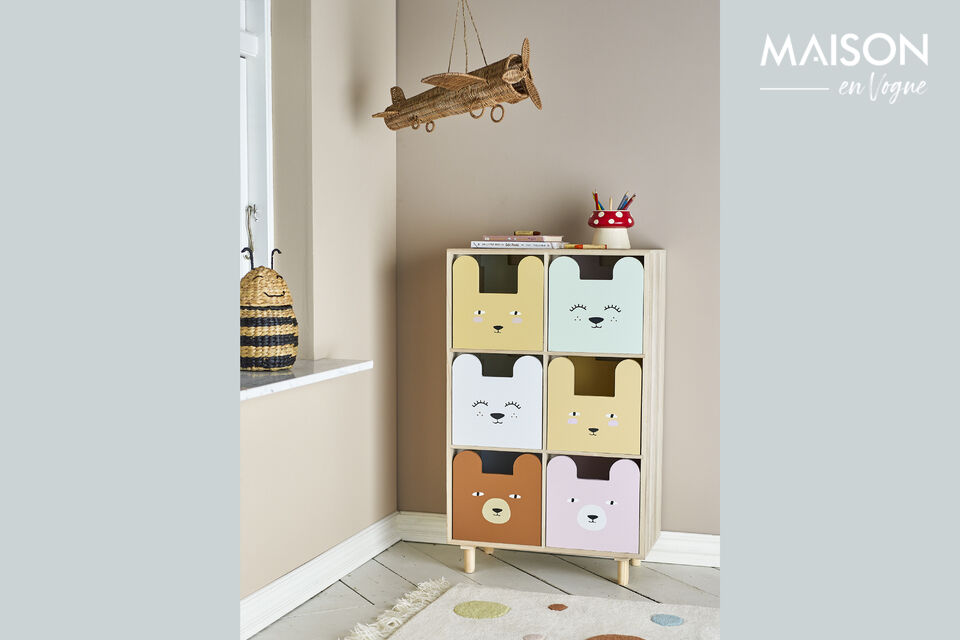 The Calle Bookcase with Drawers by Bloomingville MINI features a cozy and functional design that