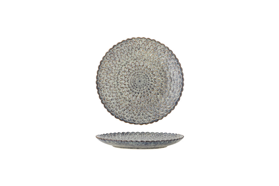 Bord D26,5 cm set van 4 van aardewerk grijs Katrina - 5