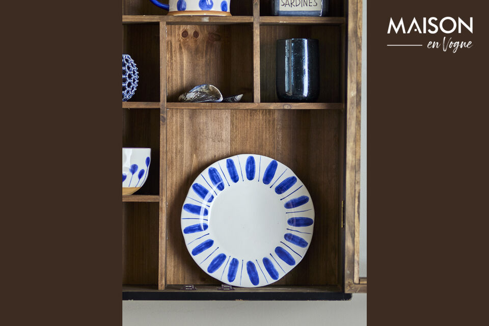 Bord Ø22 cm set van 3 van blauw steengoed Linora - 4