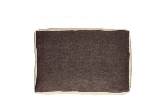 Borders brown linen cushion